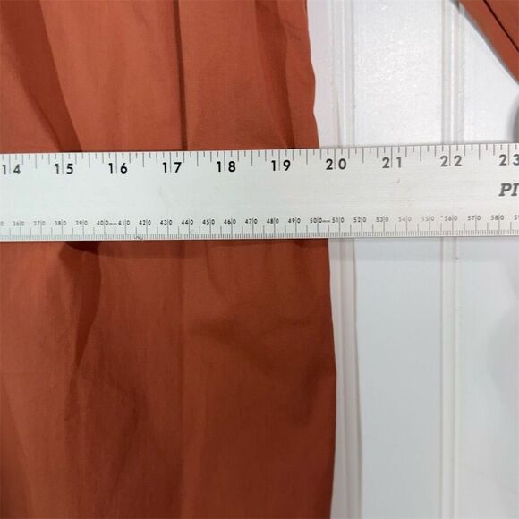 Dalia Rust Orange Button Back Blouse XL Long Sleeve Tie Cuff Minimalist Top - Picture 4 of 8